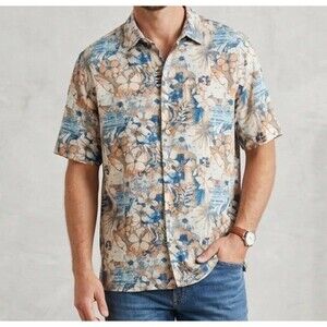 Margaritaville Floral Hibiscus Hawaiian Silk/Linen Shirt Size 2XL